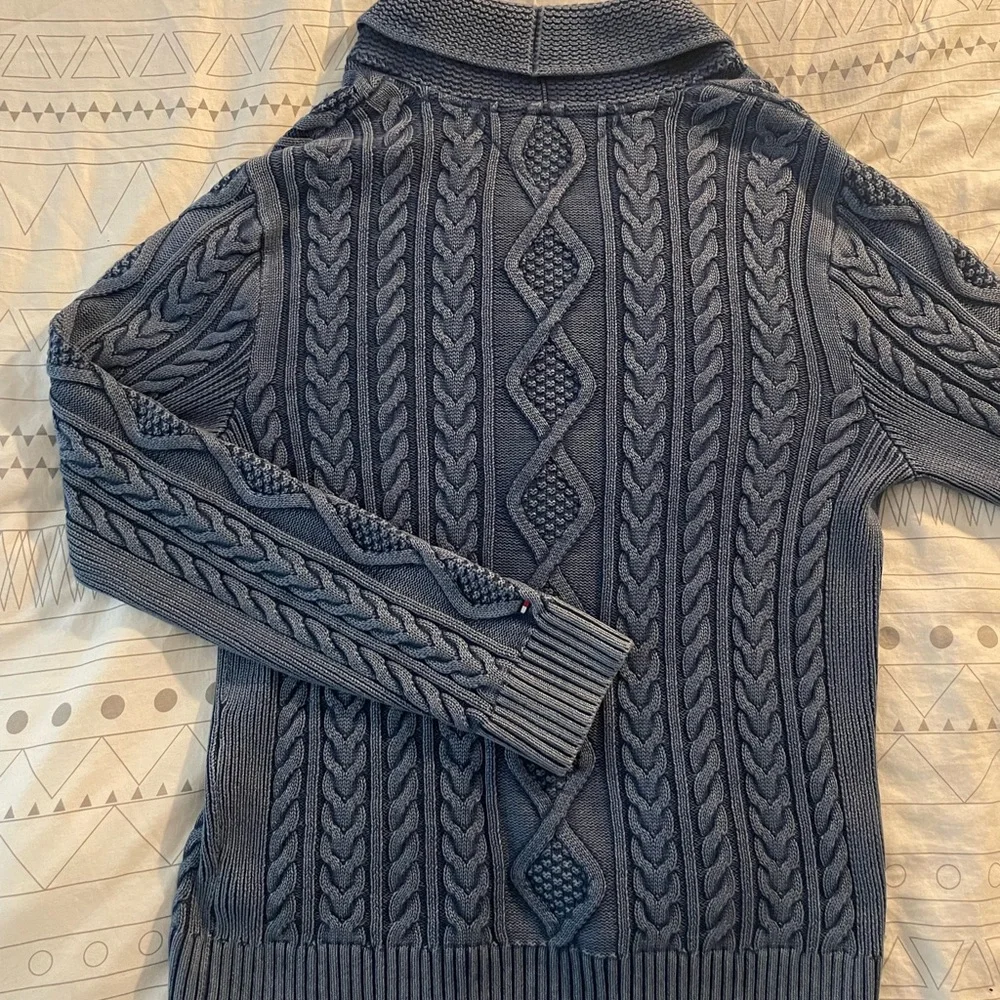 Tommy Hilfiger Blue Cable Knit Cardigan Sweater - Picture 3 of 3